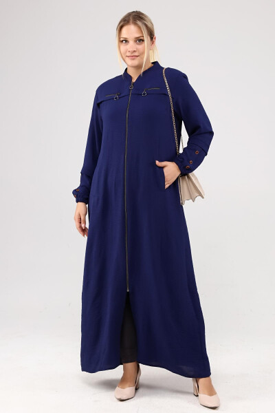 Women's Plus Size Ayrobin Abaya with Zipper and Full Length - 15