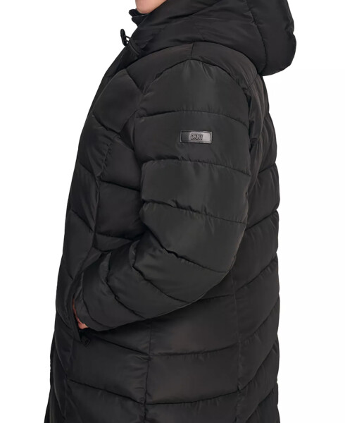 Women's Plus Size Bibbed Hooded Puffer Coat Black - 3