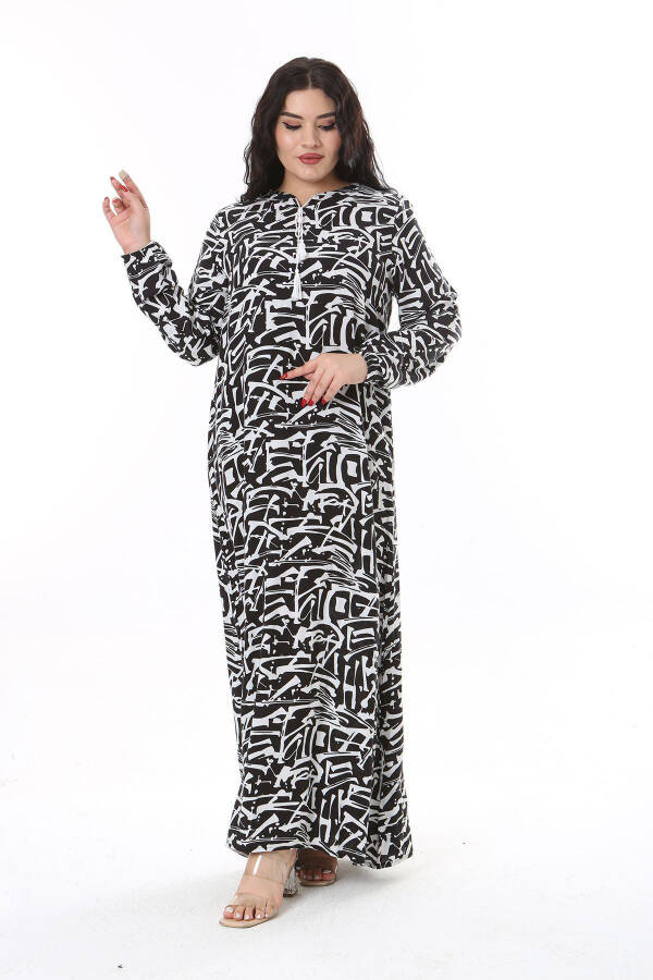 Women's Plus Size Black Woven Viscose Long Sleeve Dress 65N38174 - 2