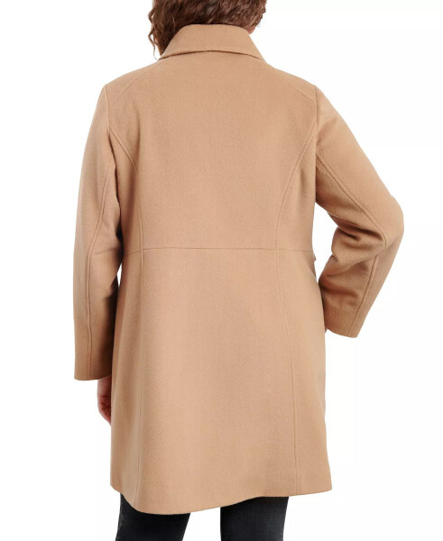 Women's Plus Size Club-Collar Zip-Front Coat Dark Camel - 2