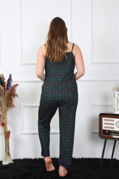 Women's Plus Size Green Plaid Spaghetti Strap Pajama Set 202197 - 5