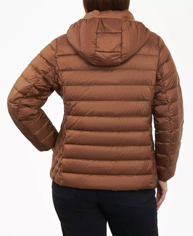 Women's Plus Size Hooded Packable Down Puffer Coat Luggage - 5