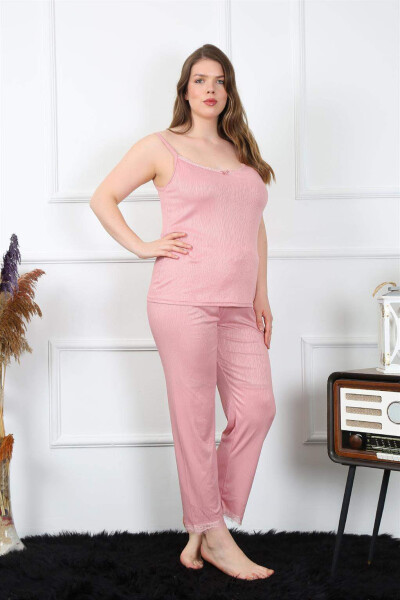 Women's Plus Size Powder Satin Strappy Pajama Set 202195 - 4