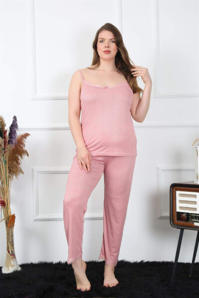 Women's Plus Size Powder Satin Strappy Pajama Set 202195 - 7