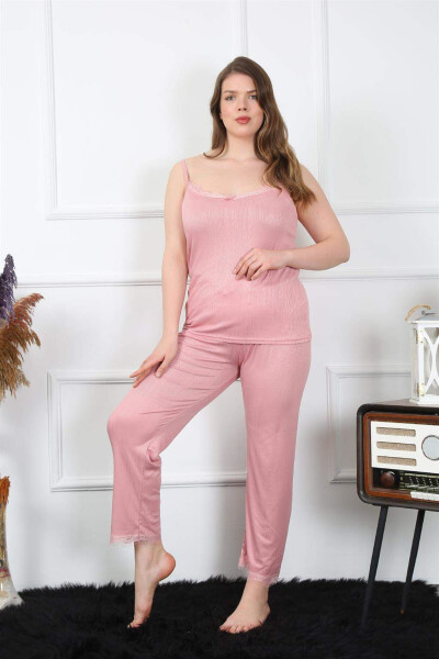 Women's Plus Size Powder Satin Strappy Pajama Set 202195 - 8