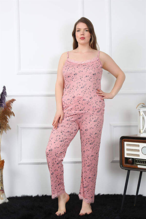 Women's Plus Size Salmon Strappy Pajama Set 202198 - 7