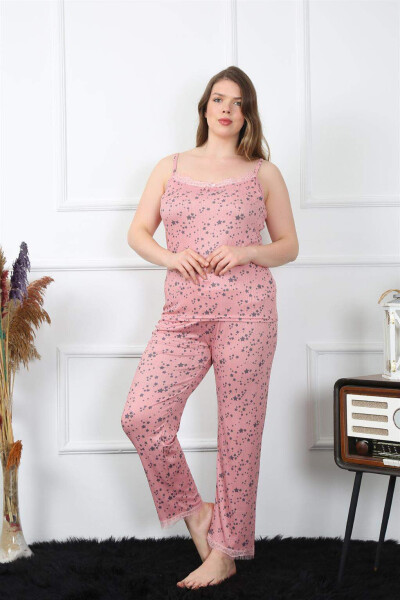 Women's Plus Size Salmon Strappy Pajama Set 202198 - 8