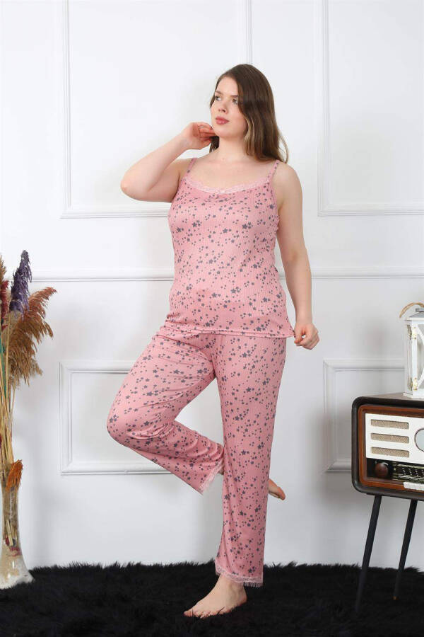 Women's Plus Size Salmon Strappy Pajama Set 202198 - 9