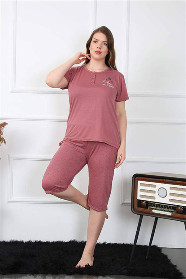 Women's Plus Size Viscon Capri Pajama Set 202201 - 3