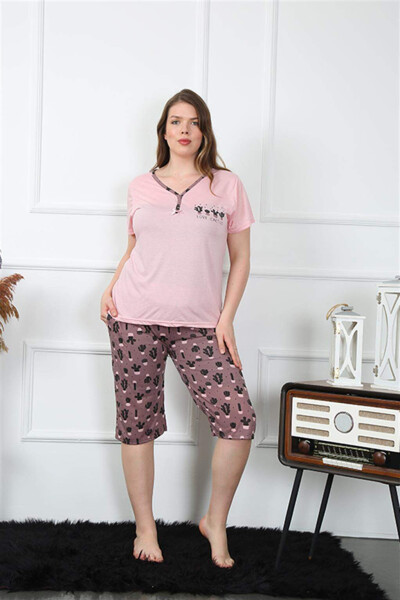 Women's Plus Size Viscon Capri Pajama Set 202202 - 4