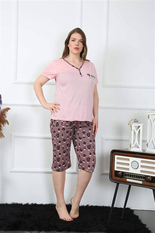 Women's Plus Size Viscon Capri Pajama Set 202202 - 7