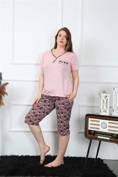 Women's Plus Size Viscon Capri Pajama Set 202202 - 10