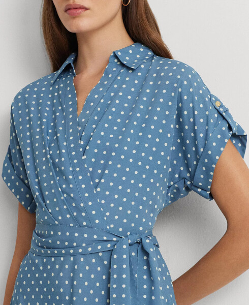 Women's Polka-Dot Belted Crepe Dress Blue - 3