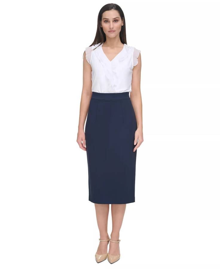 Women's Ponte Pencil Midi Skirt Midnight - 4