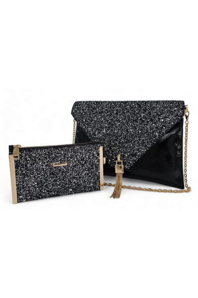 Women's Portfolio & Clutch Bag Set with Platinum Stone Design (29 x 19) _(19 x 11) cm. - 9