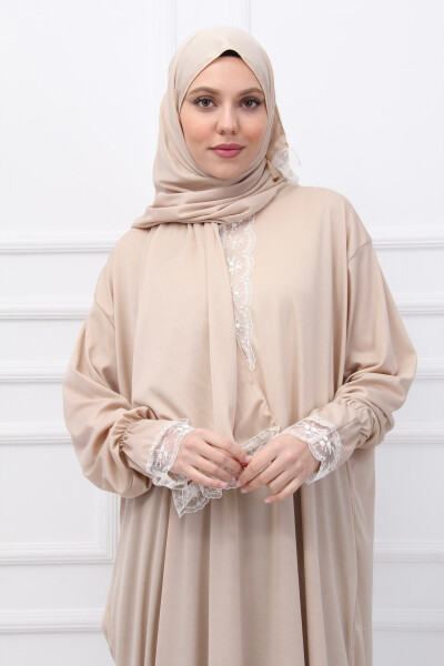 Women's Prayer Dress with Built-in Headscarf - 1