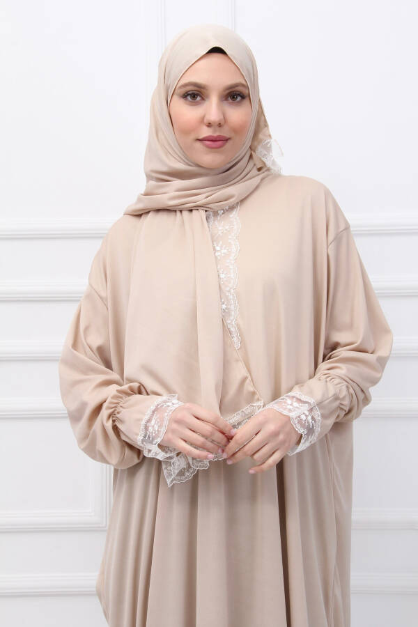 Women's Prayer Dress with Built-in Headscarf - 1