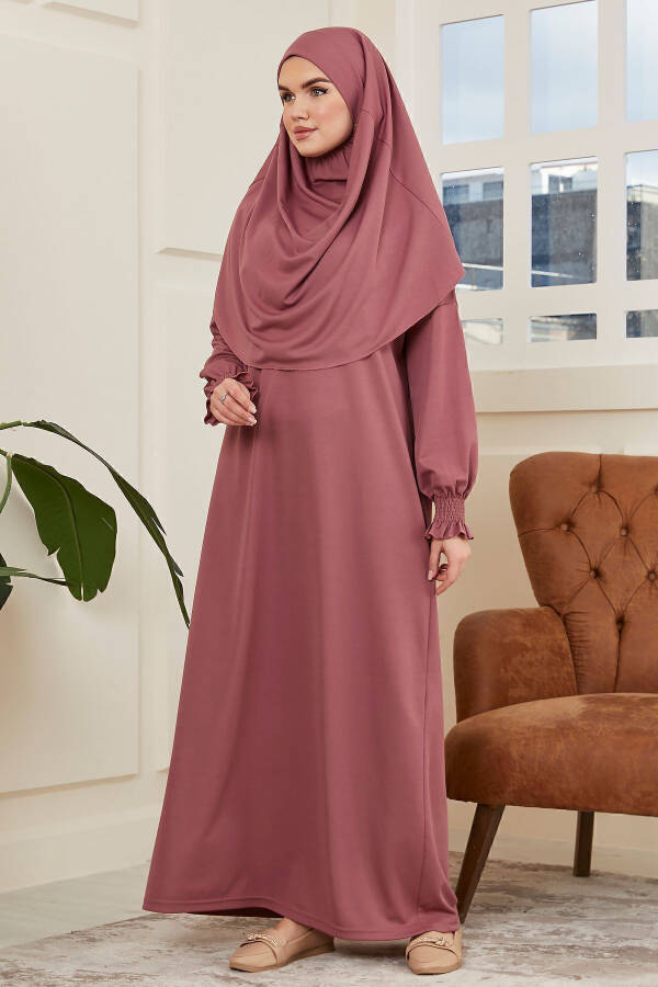 Women's Prayer Dress with Sleeve Detail, One-Piece with Built-in Headscarf - 2