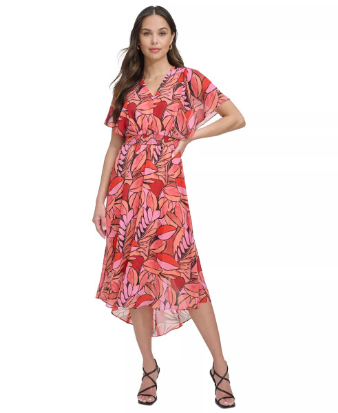 Women's Printed Batwing-Sleeve Midi Dress Pink Multi - 1