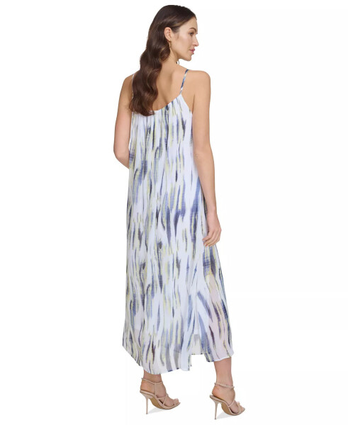 Women's Printed Chiffon Maxi Dress White/Inky Blue - 2