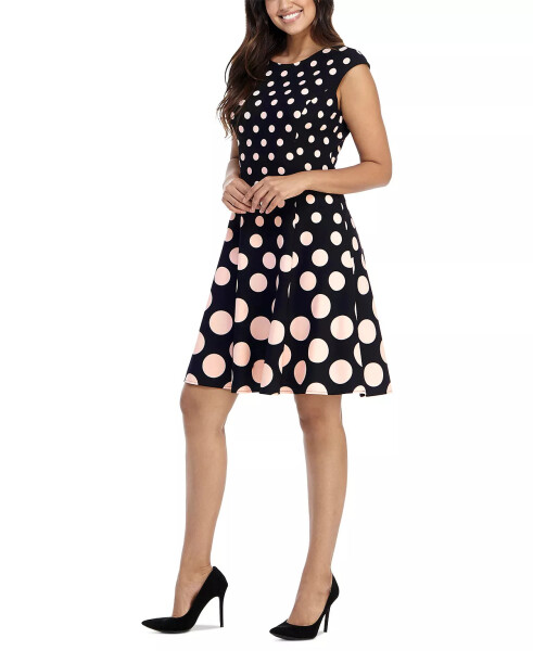 Women's Printed Fit & Flare Dress Black/Blush - 1