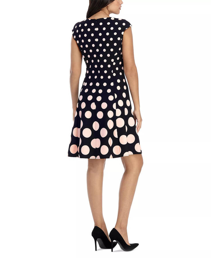 Women's Printed Fit & Flare Dress Black/Blush - 2