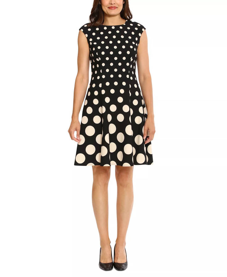 Women's Printed Fit & Flare Dress Black/Bone - 1