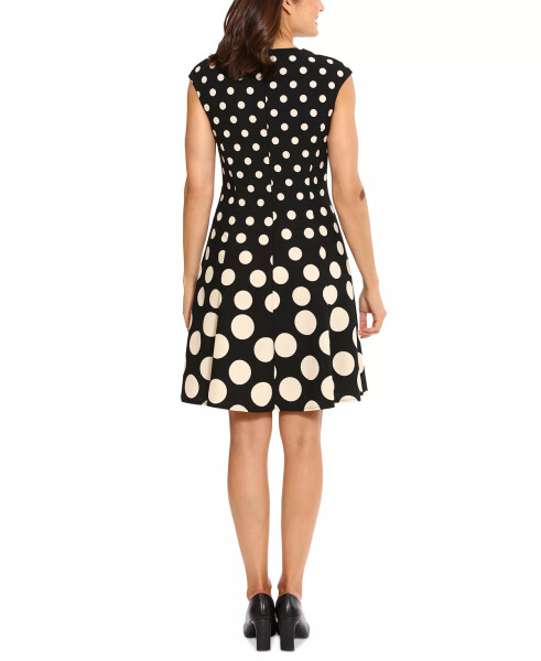 Women's Printed Fit & Flare Dress Black/Bone - 2