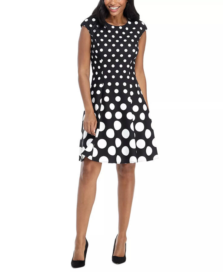 Women's Printed Fit & Flare Dress Black/White - 1