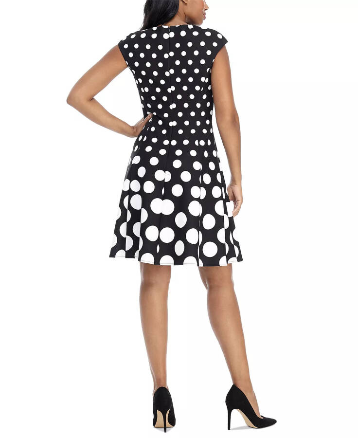 Women's Printed Fit & Flare Dress Black/White - 2