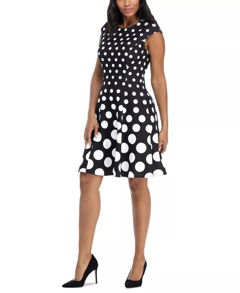 Women's Printed Fit & Flare Dress Black/White - 3