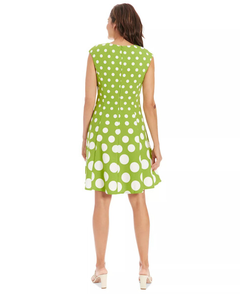 Women's Printed Fit & Flare Dress Green Ivory - 2