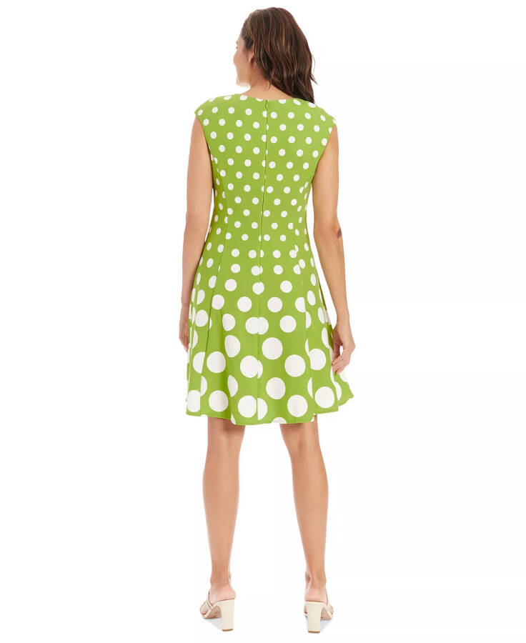 Women's Printed Fit & Flare Dress Green Ivory - 2