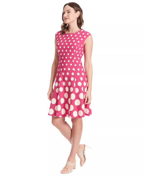 Women's Printed Fit & Flare Dress Pink Ivory - 3