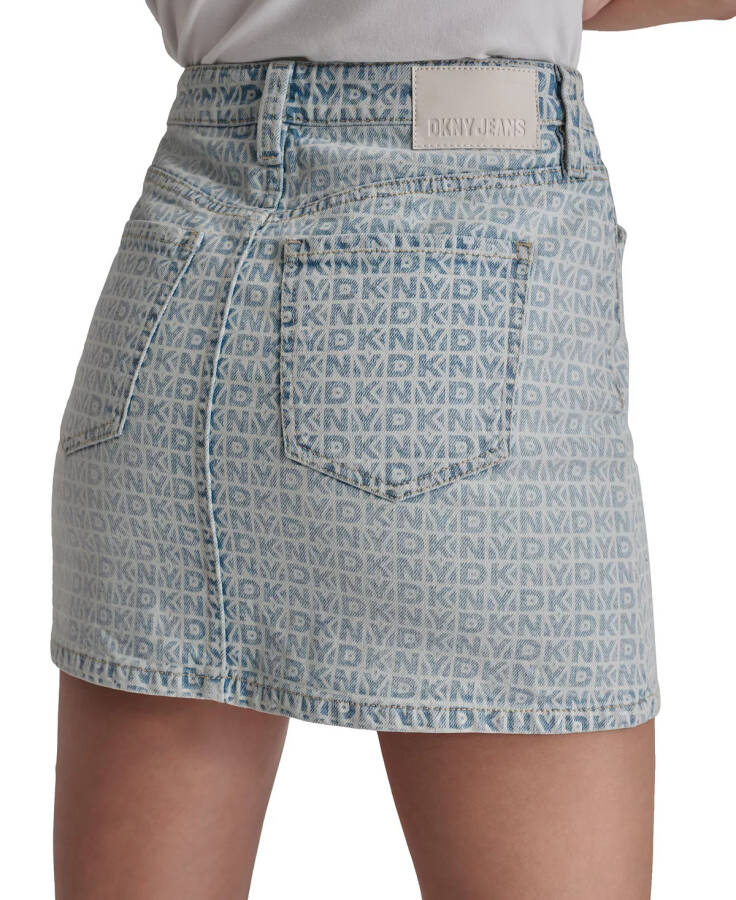 Women's Printed High-Rise Denim Miniskirt Signature Logo - 2