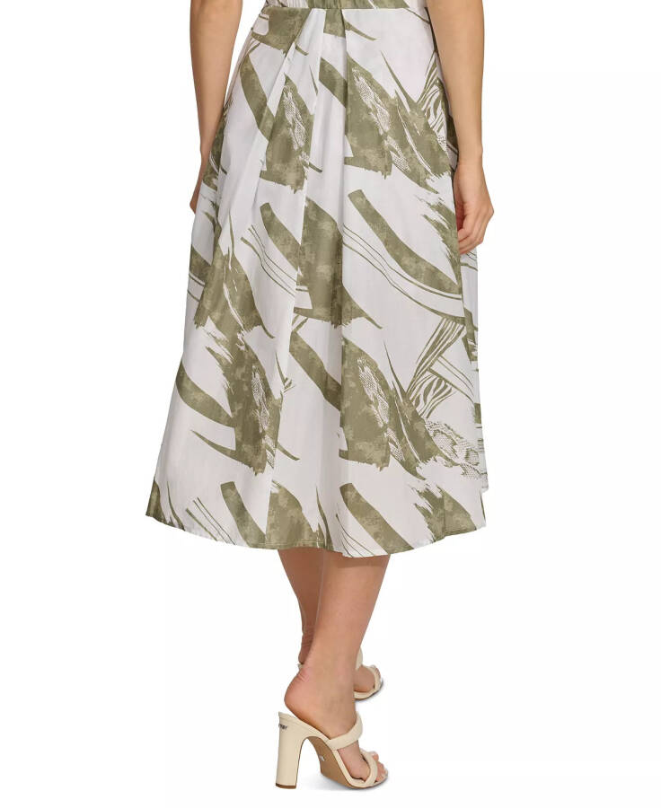 Women's Printed Pleated Cotton Voile Midi Skirt Abs Brshst - 2