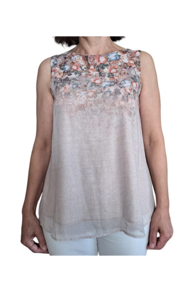 Women's Printed Sleeveless Blouse - 1