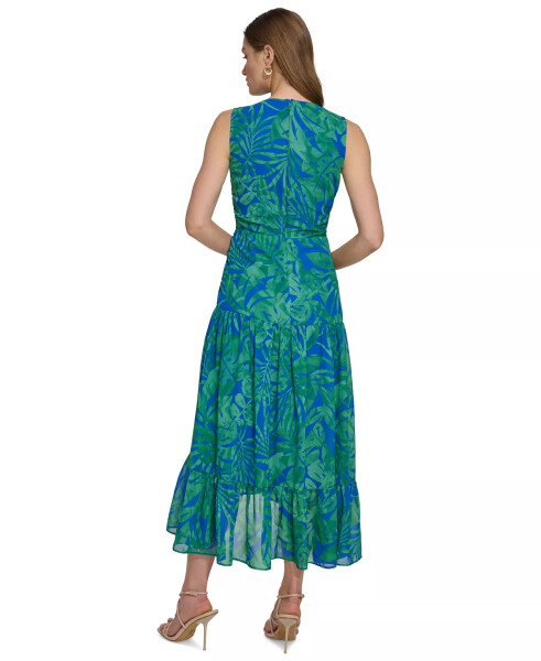 Women's Printed V-Neck Twist-Front A-Line Dress Submerg/Green - 2