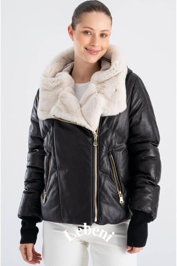 Women's Puffer Jacket - Winter Furry Hooded Jacket - 5