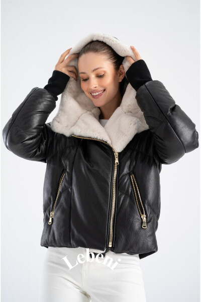 Women's Puffer Jacket - Winter Furry Hooded Jacket - 7