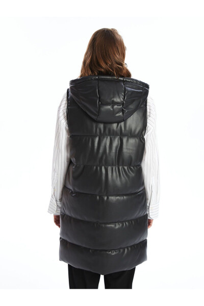 Women's Puffer Vest with Leather Look - 4