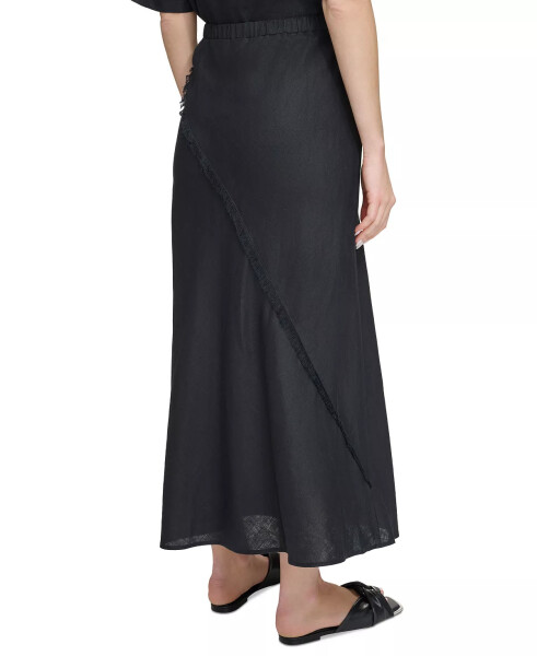 Women's Pull-On Fringe-Trim Linen Skirt Black - 2