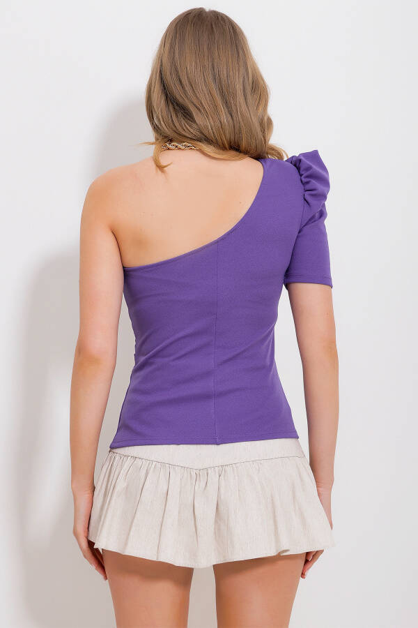 Women's Purple One-Shoulder Detail Blouse ALC-X11799 - 5