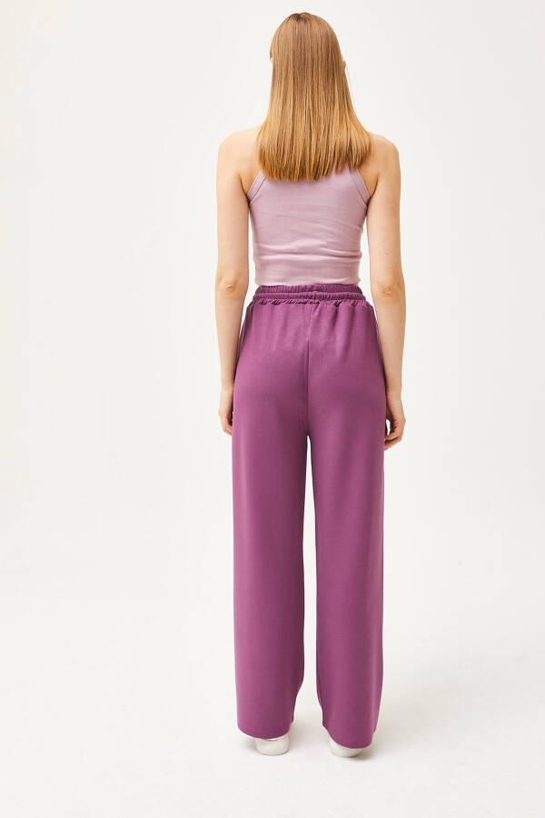 Women's Purple Pocket Soft Modal Palazzo Sweatpants EŞF-00000068 - 6