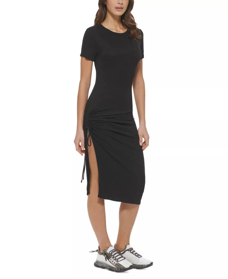 Women's Rib-Knit Bodycon Midi Dress Black - 3