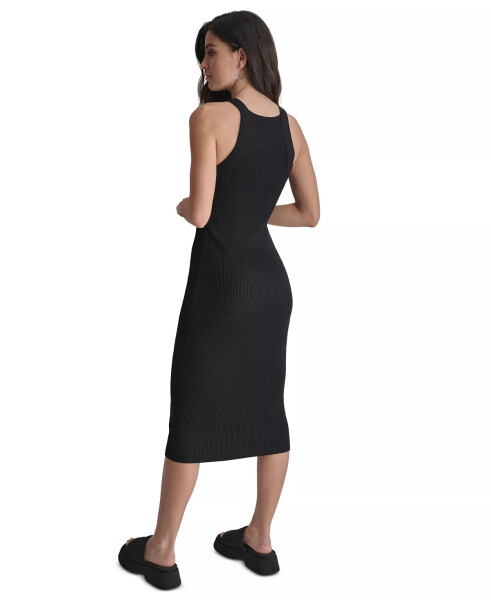 Women's Ribbed Knit Sleeveless Bodycon Dress Black - 2