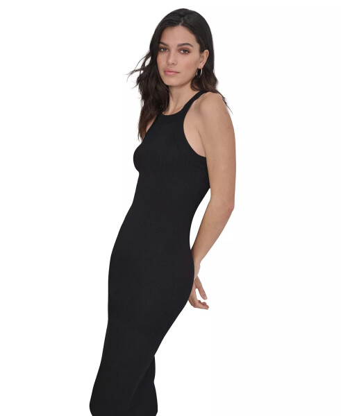 Women's Ribbed Knit Sleeveless Bodycon Dress Black - 8