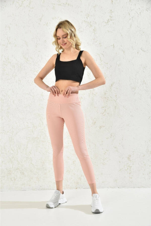 Women's Ribbed Tights Powder Pink - 3