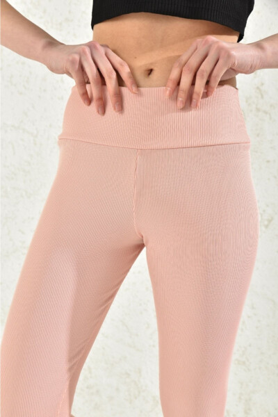 Women's Ribbed Tights Powder Pink - 4