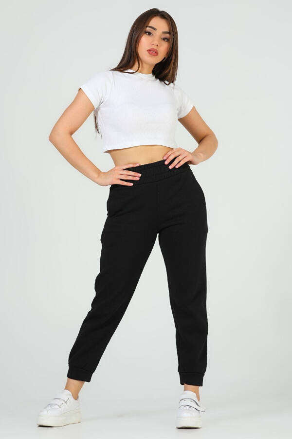 Women's Ribbed Tracksuit Bottoms with Fleece Lining - 4